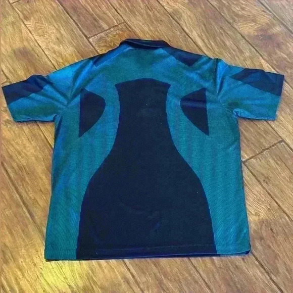 Nike Golf Polo Men's Large Short Sleeve Shirt Black Blue Activewear‎ Swoosh Logo - Picture 3 of 6